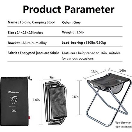 Camping Stool, 16in Tall Large Size Folding Stool with Carry Bag ,...