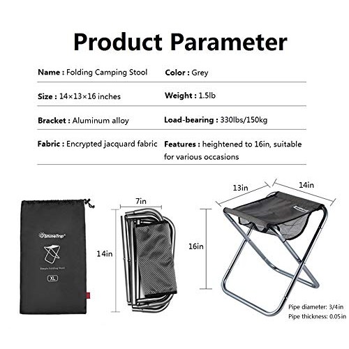 Camping Stool, 16in Tall Large Size Folding Stool with Carry Bag ,...