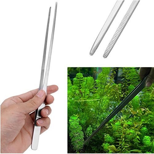 LGEGE 2pcs Long Handle Stainless Steel Straight and Curved Tweezer...