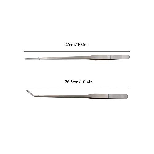 LGEGE 2pcs Long Handle Stainless Steel Straight and Curved Tweezer...