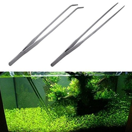 LGEGE 2pcs Long Handle Stainless Steel Straight and Curved Tweezer...