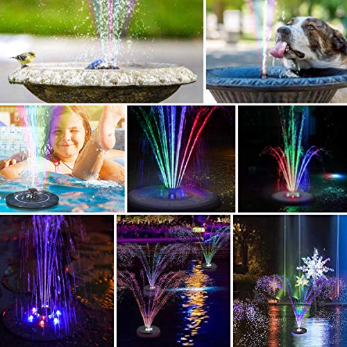 Solar Fountain Pump, Upgraded 3W Bird Bath Fountain with LED Light...
