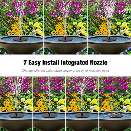 Solar Fountain Pump, Upgraded 3W Bird Bath Fountain with LED Light...
