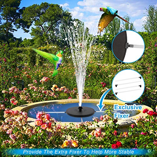 Solar Fountain Pump, Upgraded 3W Bird Bath Fountain with LED Light...