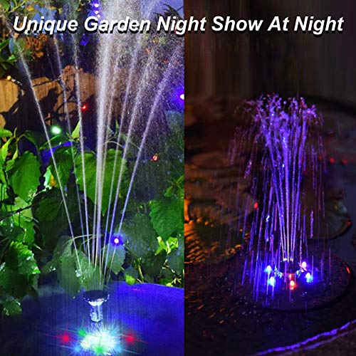Solar Fountain Pump, Upgraded 3W Bird Bath Fountain with LED Light...
