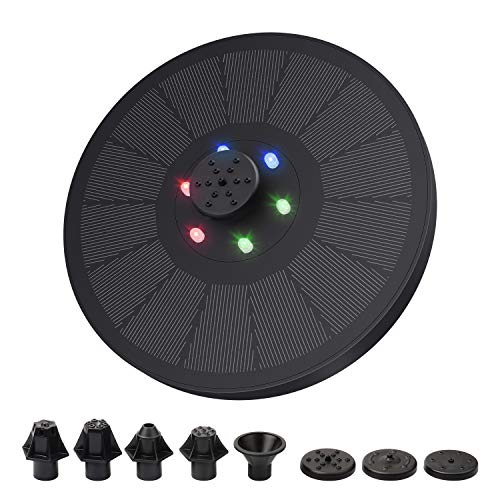 Solar Fountain Pump, Upgraded 3W Bird Bath Fountain with LED Light...