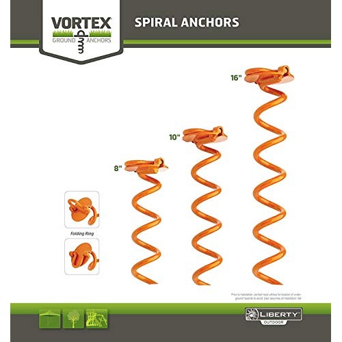 Liberty Outdoor ANCFR10-ORG-A Folding Ring Spiral Ground Anchor, O...