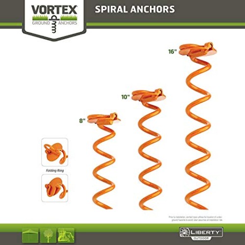 Liberty Outdoor ANCFR10-ORG-A Folding Ring Spiral Ground Anchor, O...