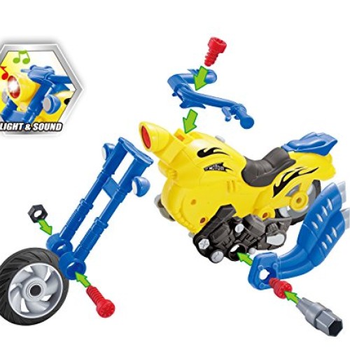 Build Your Own Take-A-Part Toy Motorcycle for Kids with 20 Take Ap...