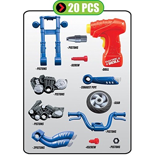 Build Your Own Take-A-Part Toy Motorcycle for Kids with 20 Take Ap...