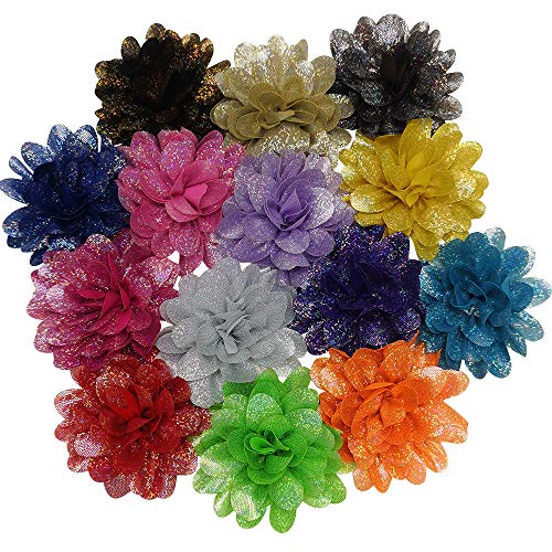 Libiline 14pcs 3.485mm Shining Chiffon Hair Flower Headband Bow...