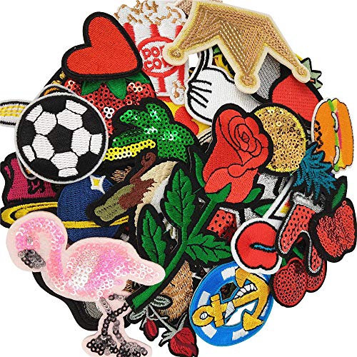 Libiline 50pcs Random Assorted Styles Embroidered Patch Sew On/Iro...