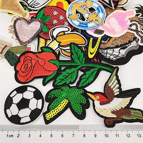 Libiline 50pcs Random Assorted Styles Embroidered Patch Sew On/Iro...