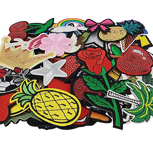 Libiline 50pcs Random Assorted Styles Embroidered Patch Sew On/Iro...