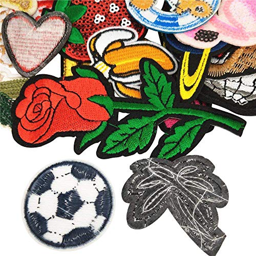 Libiline 50pcs Random Assorted Styles Embroidered Patch Sew On/Iro...