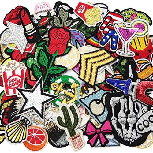 Libiline 50pcs Random Assorted Styles Embroidered Patch Sew On/Iro...