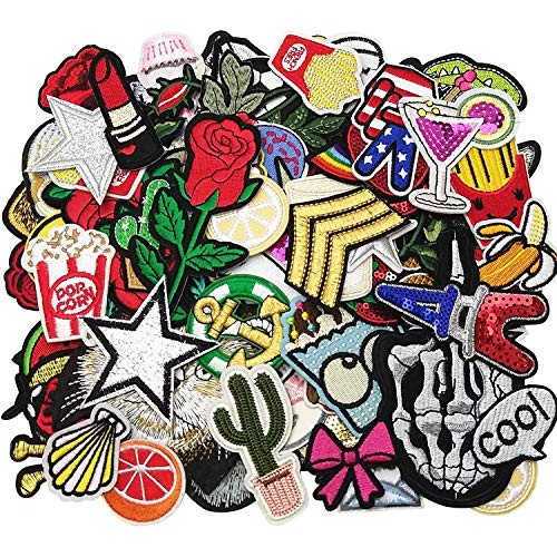 Libiline 50pcs Random Assorted Styles Embroidered Patch Sew On/Iro...