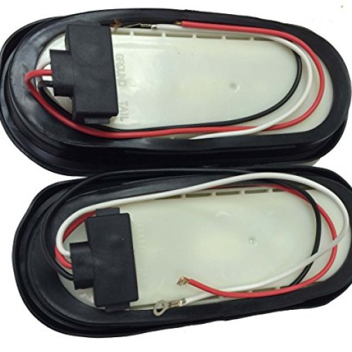 Set of 2 Red 6 Oval 10 LED Trailer Stop/Turn/Tail Light w/Grommet...