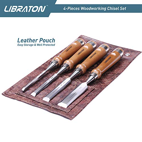 Libraton Chisel Set 4PCS Chrome Vanadium Steel Wood Chisel Sets fo...