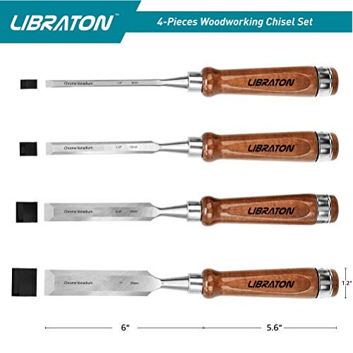 Libraton Chisel Set 4PCS Chrome Vanadium Steel Wood Chisel Sets fo...