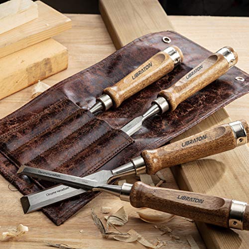 Libraton Chisel Set 4PCS Chrome Vanadium Steel Wood Chisel Sets fo...