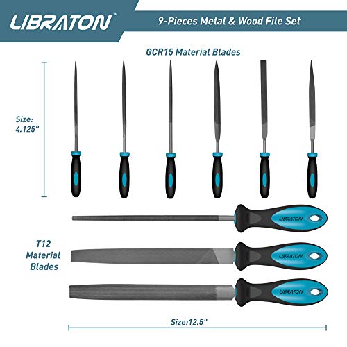 Libraton File Set 9PCS Metal File Sets Wood Rasp File with Rubber ...