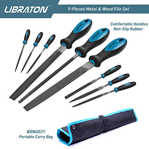 Libraton File Set 9PCS Metal File Sets Wood Rasp File with Rubber ...