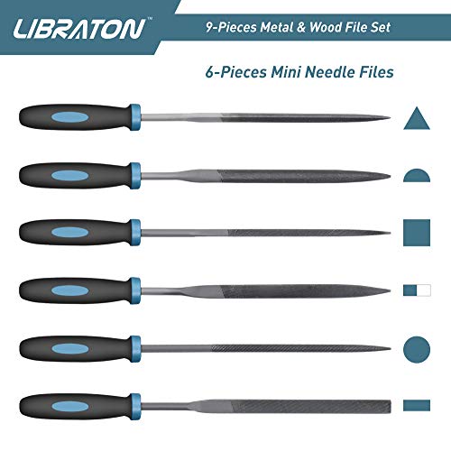 Libraton File Set 9PCS Metal File Sets Wood Rasp File with Rubber ...