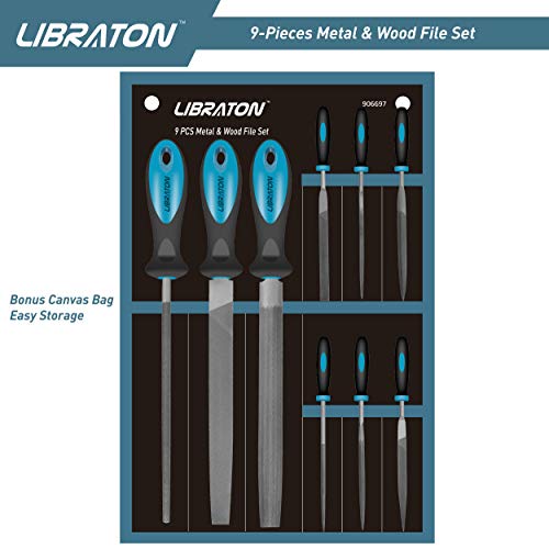 Libraton File Set 9PCS Metal File Sets Wood Rasp File with Rubber ...