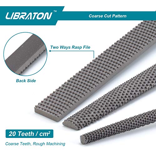 Libraton Wood Rasp File Set with Rubber Grip Includes Hand Cut Rou...
