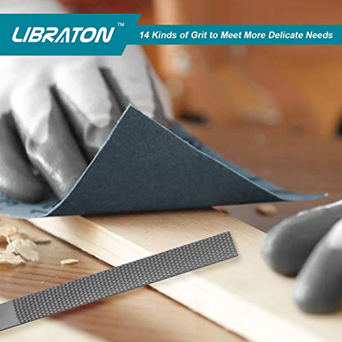 Libraton Wood Rasp File Set with Rubber Grip Includes Hand Cut Rou...