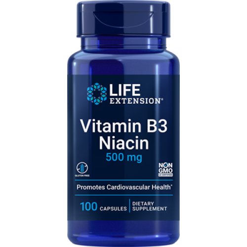 Life Extension Vitamin B3 Niacin, 500 mg, 100 capsules