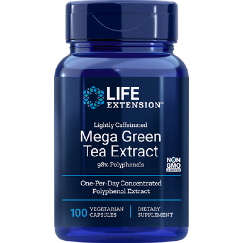 Life Extension Lightly Caffeinated Mega Green Tea Extract, 100 vegetarian capsules