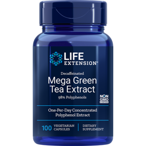 Life Extension Decaffeinated Mega Green Tea Extract, 100 vegetarian capsules
