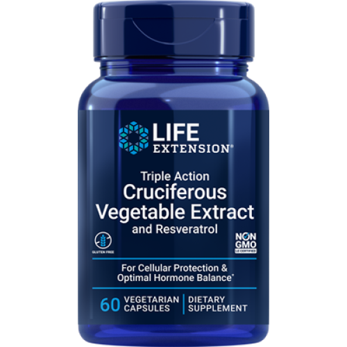 Life Extension Triple Action Cruciferous Vegetable Extract and Resveratrol, 60 vegetarian capsules