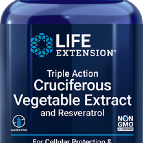 Life Extension Triple Action Cruciferous Vegetable Extract and Resveratrol, 60 vegetarian capsules