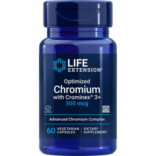 Life Extension Optimized Chromium with Crominex 3+, 500 mcg, 60 vegetarian capsules