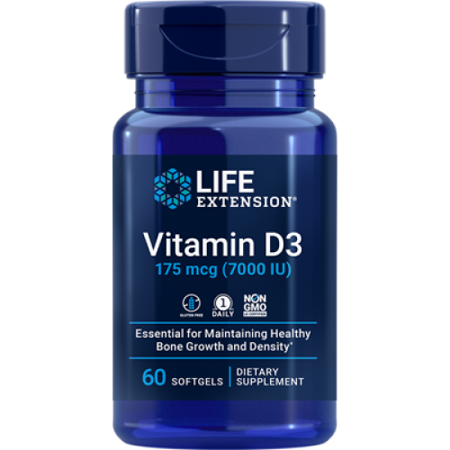 Life Extension Vitamin D3, 175 mcg 7000 IU, 60 softgels