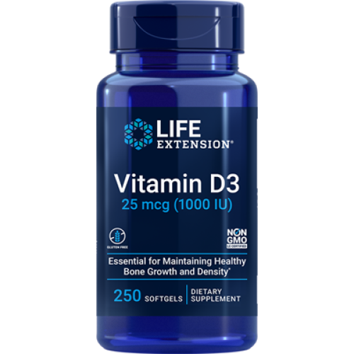 Life Extension Vitamin D3, 25 mcg 1000 IU, 250 softgels