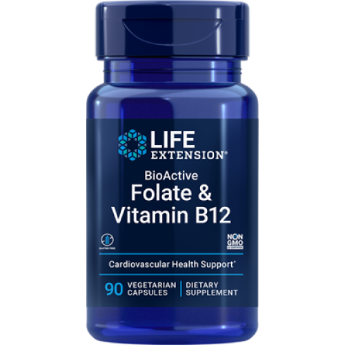 Life Extension BioActive Folate & Vitamin B12, 90 vegetarian capsules
