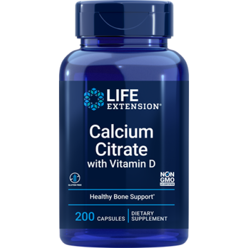 Life Extension Calcium Citrate with Vitamin D, 200 capsules