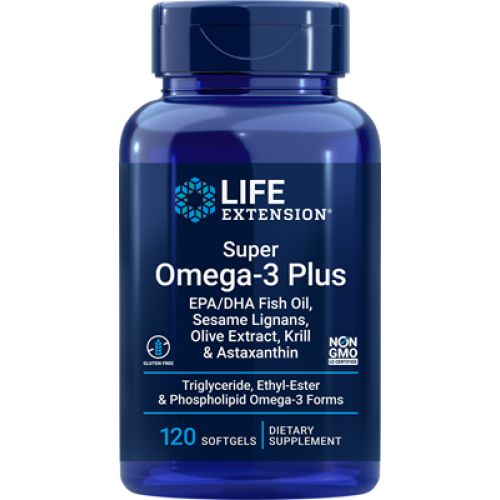 Life Extension Super Omega-3 Plus EPA/DHA Fish Oil, Sesame Lignans, Olive Extract, Krill & Astaxanthin, 120 softgels