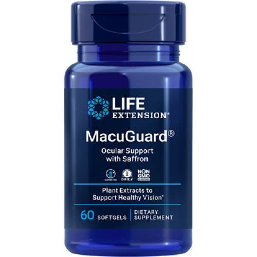 Life Extension MacuGuard Ocular Support with Saffron, 60 softgels