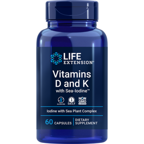 Life Extension Vitamins D and K with Sea-Iodine, 60 capsules
