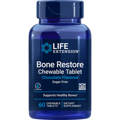 Life Extension Bone Restore Chewable Tablets Chocolate, 60 chewable tablets