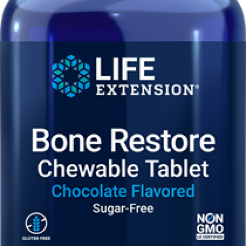 Life Extension Bone Restore Chewable Tablets Chocolate, 60 chewable tablets