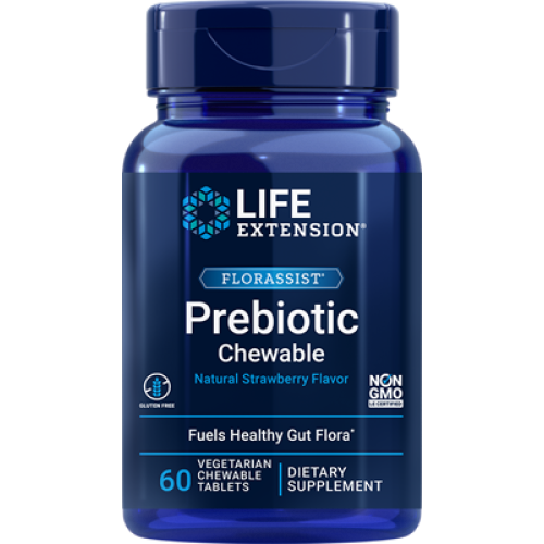 Life Extension FLORASSIST Prebiotic Chewable Strawberry, 60 chewable tablets
