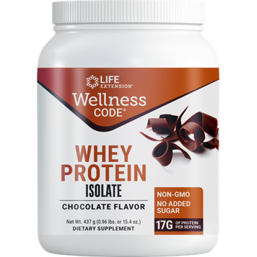 Life Extension Wellness Code Whey Protein Isolate Chocolate, 437 grams