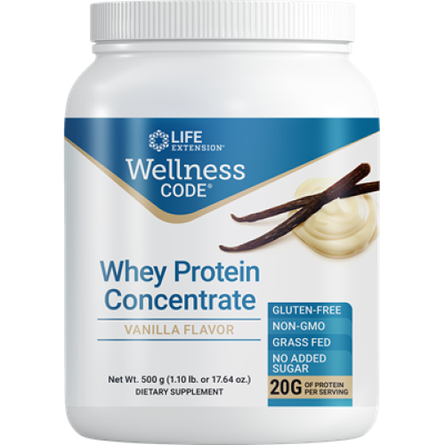Life Extension Wellness Code Whey Protein Concentrate Vanilla, 500 grams