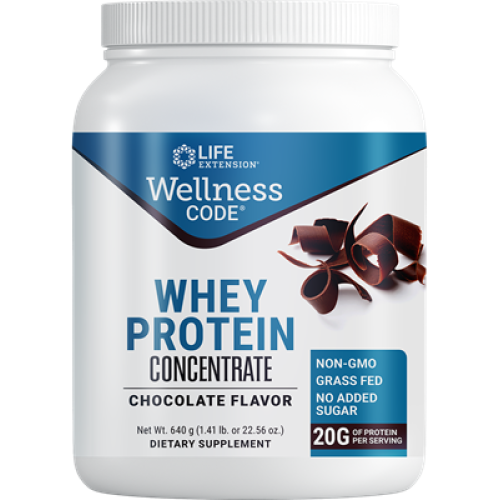 Life Extension Wellness Code Whey Protein Concentrate Chocolate, 640 grams